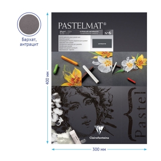 Альбом для пастели Clairefontaine "Pastelmat", 300х400 мм, 360г/м2, склейка, 12 л, бархат, антрацит