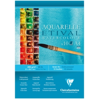 Альбом для акварели Clairefontaine "Etival", А4, 200г/м2, холод.пресс., склейка, 10 л.