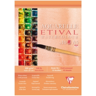 Альбом для акварели Clairefontaine "Etival", А5, 300г/м2, холод.пресс., склейка, 10 л.