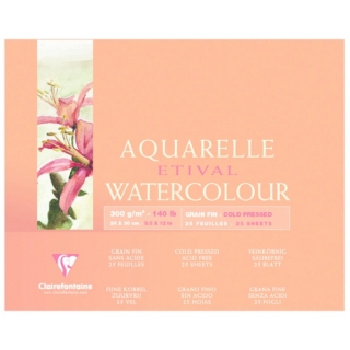 Бумага для акварели Clairefontaine "Etival", 240*300 мм, 300 г/м2, 25 л., холод.пресс.