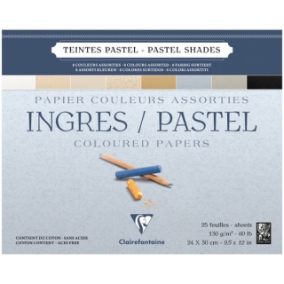 Альбом для пастели Clairefontaine "Ingres", 240х340 мм, 130 г/м2, склейка, 25 л, верже, хлопок, 8 цв.