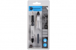 Ручка перьевая Manuscript Clarity Hand Lettering прозрачный корпус с черными вставками + 2 черных картриджа в блистере