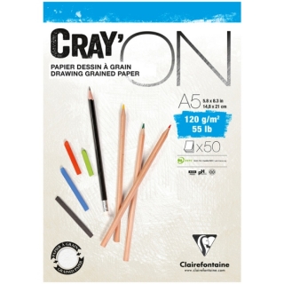 Блокнот для эскизов Clairefontaine "Cray'ON", А5, 120 г/м2, склейка, 50 л.