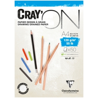 Блокнот для эскизов Clairefontaine "Cray'ON", А4, 120 г/м2, склейка, 50 л.
