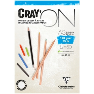 Блокнот для эскизов Clairefontaine "Cray'ON", А3, 120 г/м2, склейка, 50 л.