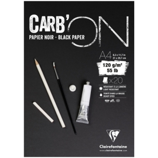 Блокнот для эскизов Clairefontaine "Carb'ON", А4, 120 г/м2, склейка, 20 л., черный