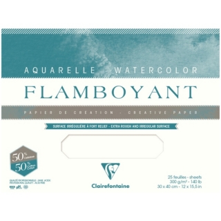 Бумага для акварели Clairefontaine "Flamboyant", 310*410 мм, 300 г/м2, 20 л., склейка, хлопок, экстра-торшон