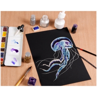 Альбом для акварели Clairefontaine "Etival", А4, 300г/м2, торшон, холод.пресс., склейка, 15 л, черная бумага