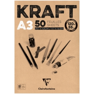Блокнот для эскизов Clairefontaine "Kraft", А3, 120 г/м2, склейка, 50 л., верже