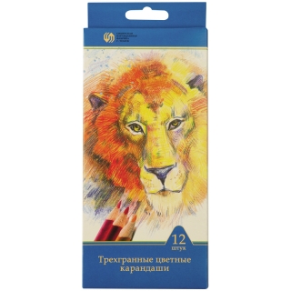 Карандаши Сибирский кедр "Дикие кошки", 12цв., трехгран., заточен., картон, европодвес