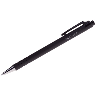 Ручка шариковая автоматическая Pilot синяя, 0,32мм, черный прорезиненный корпус