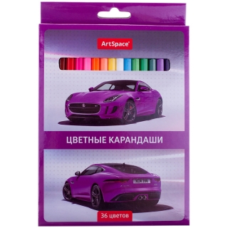 Карандаши ArtSpace "Машинки", 36цв., заточен., картон, европодвес