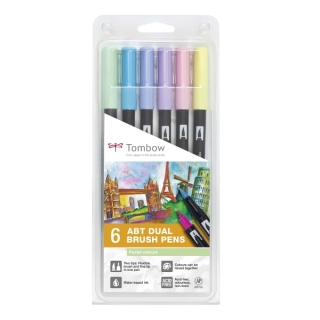 Набор маркеров Tombow ABT set pastel colors 6 шт., пастельные тона