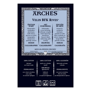 Бумага для офорта Arches Velin BFK Rives 100% хлопок, 280г/кв.м, 56*76см Экстра белая 50л/упак