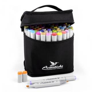 Набор художественных маркеров для скетчинга  Artisticks ARS-100-84, 84 цвета, 2-сторонние, 1-6 мм