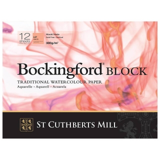 Блок акварельной бумаги Bockingford HP 300 г/м2, 13х18 см, 12 листов, мелкое зерно