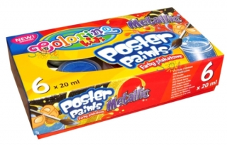 Набор гуашевых красок Colorino 6 цветов по 20мл, оттенки металлик