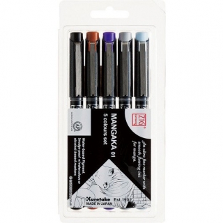 Набор из 5 цветных ручек-линеров ZIG Millennium  для рисования (0.1 мм)