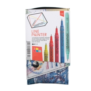 Набор цветных линеров Graphik Line painter Derwent, палитра №1, 5 штук