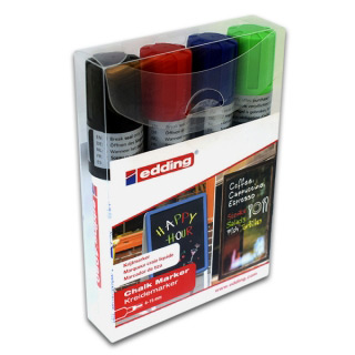 Набор меловых маркеров EDDING 4090 для стекла и зеркал, 4-15 мм, 4 цвета