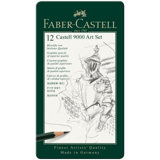 Чернографитные карандаши Faber-Castell 9000 12 шт. набор, твердость 8B - 2H