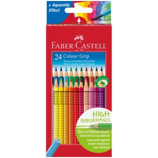 Цветные акварельные карандаши Faber-Castell Colour Grip 2001 трехгранные, 24 цвета