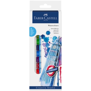Акварель Faber-Castell, художественная, 12 цветов, в тубах, без кисти