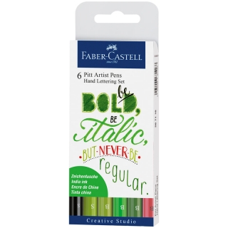 Набор капиллярных ручек Faber-Castell "Pitt Artist Pen Lettering" ассорти, 6 шт., 0,3мм/Brush