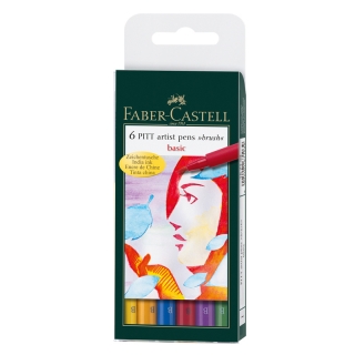 Набор капиллярных ручек Faber-Castell "Pitt Artist Pen Brush Basic" ассорти, 6 шт