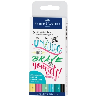 Набор капиллярных ручек Faber-Castell "Pitt Artist Pen Lettering" ассорти, 6шт., 0,3 мм/Brush