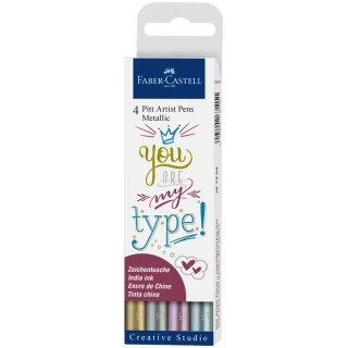 Набор капиллярных ручек Faber-Castell "Pitt Artist Pen Metallic" ассорти,4 шт.,1,5 мм