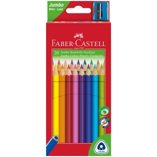 Цветные карандаши FABER-CASTELL "Jumbo" трехгранные, 20 цветов, грифель 3,8 мм