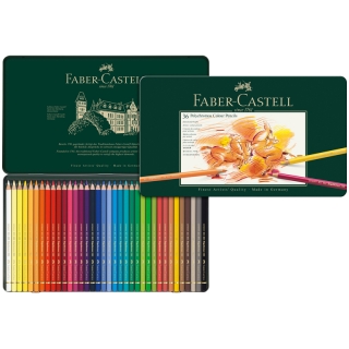 Цветные карандаши Faber-Castell Polychromos профессиональные, 36 цветов, металлический пенал