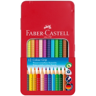 Цветные акварельные карандаши Faber-Castell Colour Grip 2001 трехгранные, 12 цветов