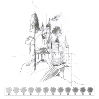 Чернографитные карандаши Faber-Castell 9000, 12 шт. набор, твердость 5B - 5H