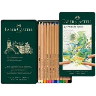 Пастельные карандаши Faber-Castell "Pitt Pastel" 12 цв., метал. коробка