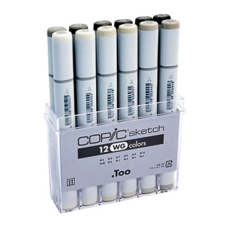 Набор скетч-маркеров Copic Sketch Warm Gray теплые серые тона, 12 цветов