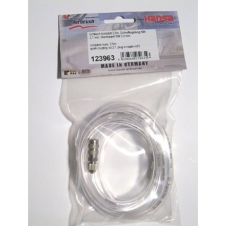 Шланг ПВХ для аэрографа HANSA, 2.5 м, муфта Д.5, штекер Д.9, 4/1мм