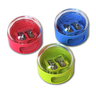 Точилка KUM двойная круглая с крышкой-контейнером, для диаметров 9 и 11 мм