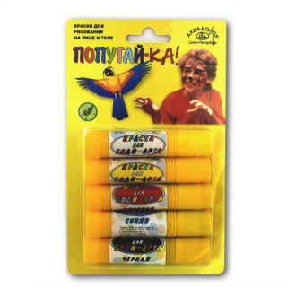 Краски аквагрим для рисования на лице и теле Аква-Колор «Попугай-ка» в карандашах, набор 5 цв.