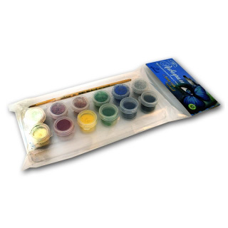 Набор красок Аквагрим Аква-Колор, краска 6 классических цветов, блестки 6 цветов и кисть