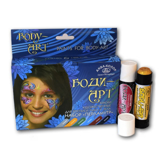Краски-карандаши для росписи лица и тела Аква-Колор Боди-арт «Перламутр», набор 6 цв.