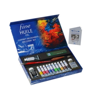 Набор масляных красок Fine Huile Lefranc&Bourgeois, 17 предметов, в т.ч. 10 туб*20 мл, белила 1*40 мл