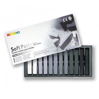 Набор пастели сухой мягкой квадратной "Gray Colors" MUNGYO, серые цвета, 12 мелков