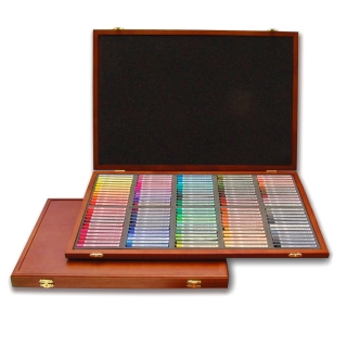 Пастель сухая полутвердая профессиональная Semi-Hard Pastels Gallery Artists MUNGYO, 120 цветов, квадратная, в деревянной шкатулке