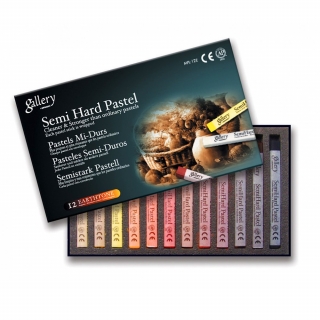 Пастель сухая полутвердая профессиональная Gallery Artists Semi-Hard "Earthtones" MUNGYO, земляные цвета, 12 мелков