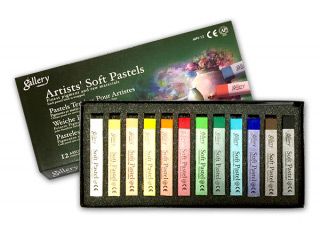 Пастель профессиональная сухая мягкая MUNGYO Gallery Artists Soft квадратная, 12 цветов, MGMPV12/1014