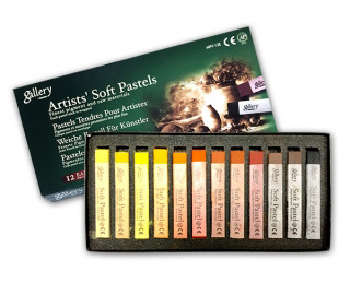 Пастель профессиональная сухая мягкая MUNGYO Gallery Artists Soft квадратная 12 цветов, земляные тона, MGMPV12E/1052