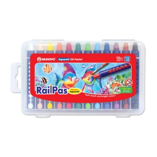 Набор масляной пастели с эффектом акварели Mungyo RailPas-Aquarell Oil Pastel 12 цв., в пластиковом чемоданчике