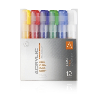 Набор акриловых маркеров Montana Acrylic fine 2мм Основные цвета A 12 шт